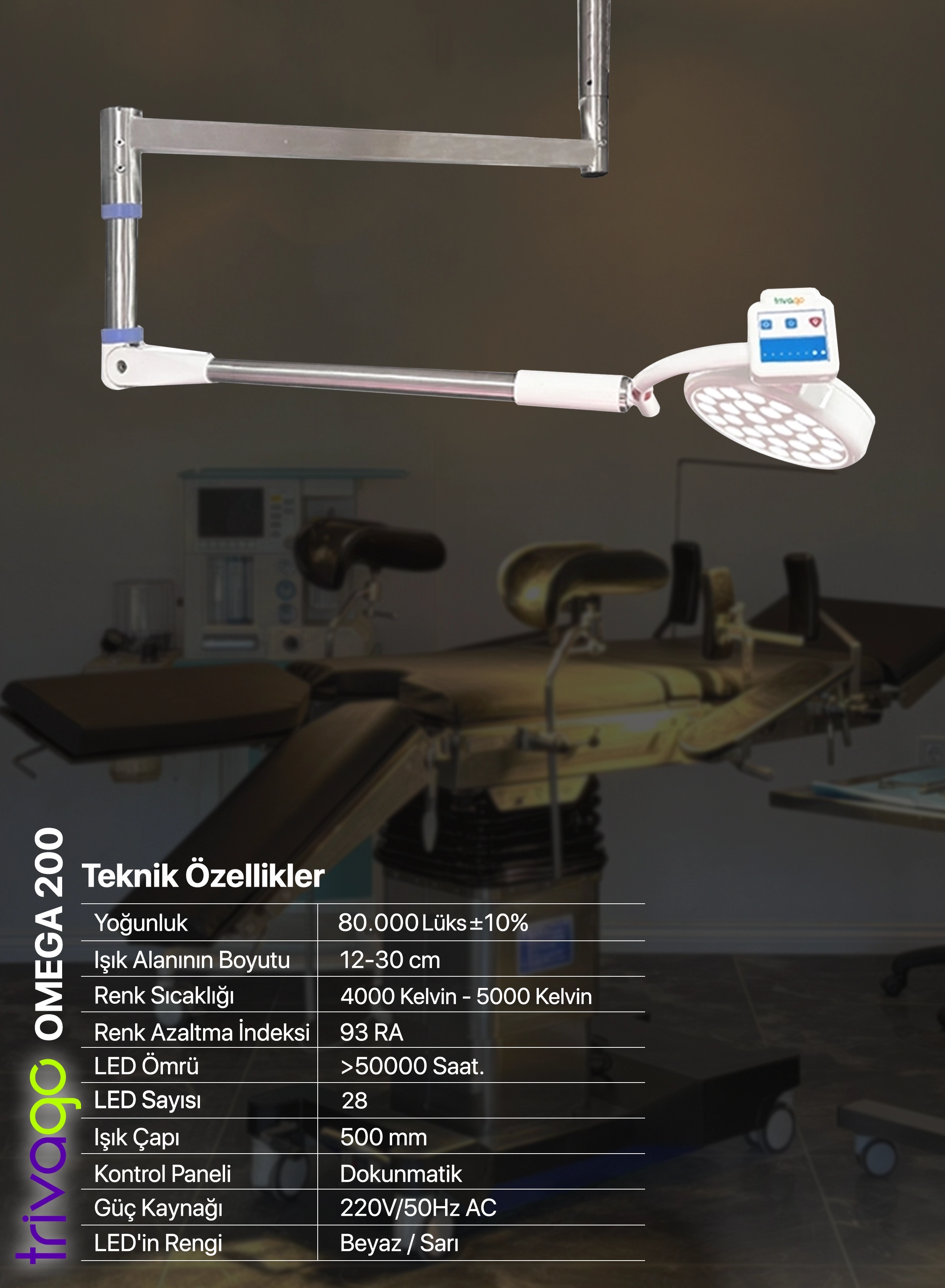                            Omega 200 Tavana Monte Ameliyat Lambası